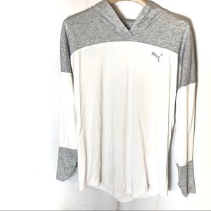 Puma Essentials grey and white lightweight hoodie Large